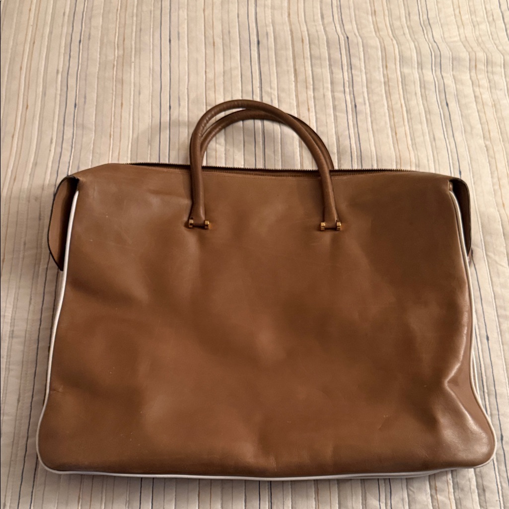 Salvatore Ferragamo Vintage Green/Brown Leather Porfilio Bag